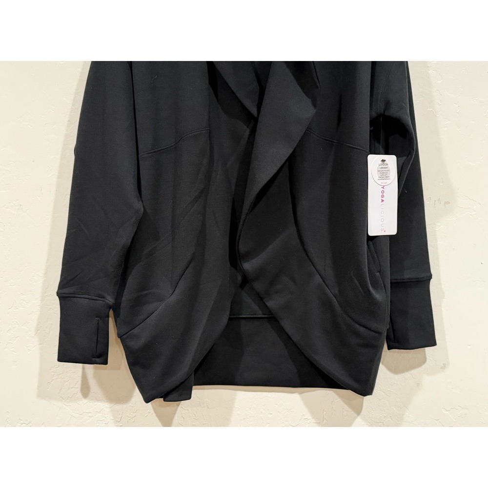 Yogalicious Scuba London Cardigan Black Open Front Thumbhole Wrap Jacket Small - Picture 7 of 7